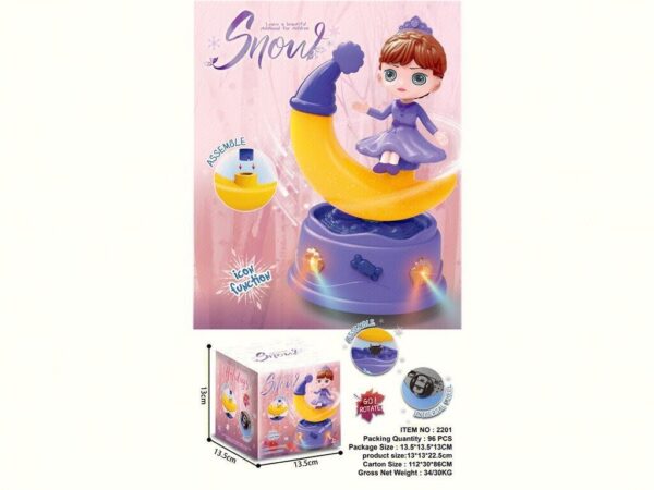 Lovely Rotating Moon Snow Doll With Light & Music