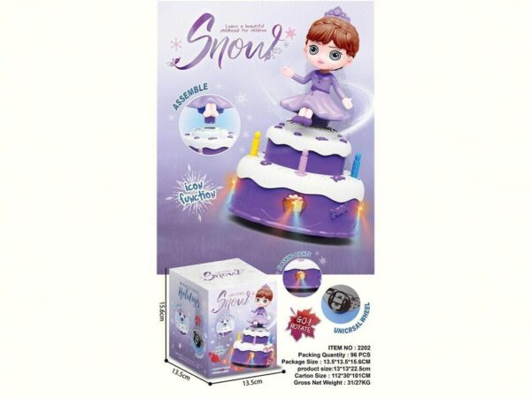 Cute Cake Rotating Snow Doll With Light & Music